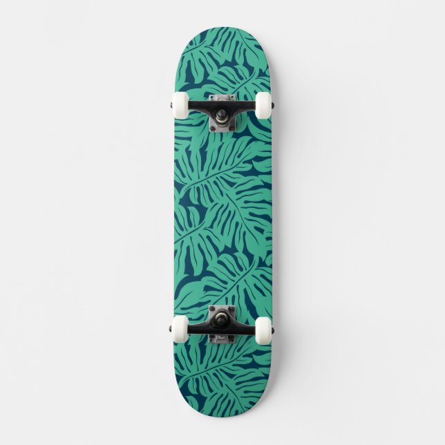 Monstera Tropical Leaf Pattern Skateboard (Front)
