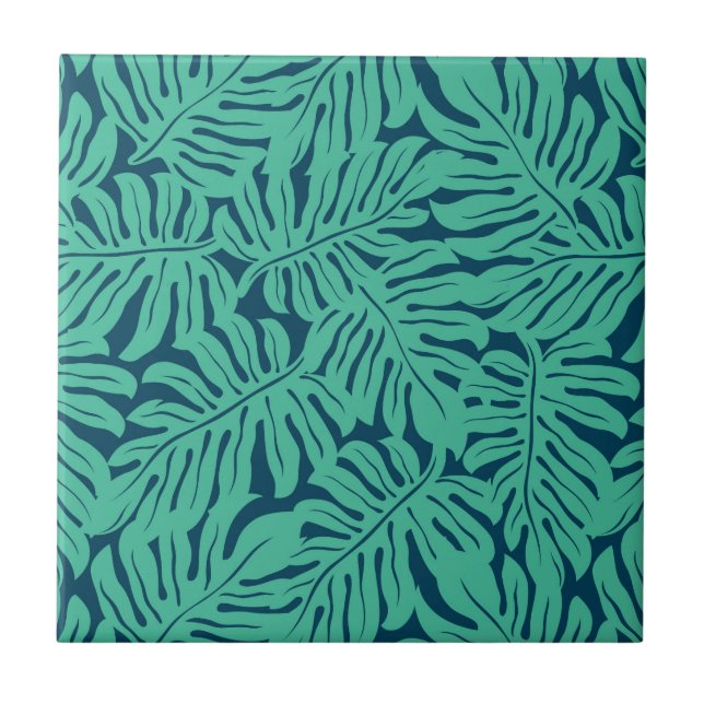 Monstera Tropical Leaf Pattern Tile (Front)