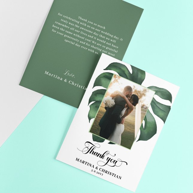Monstera Tropical Leaf Wedding  Thank You Card (Creator Uploaded)