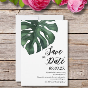 Monstera Tropical Palm Leaf  Save the date