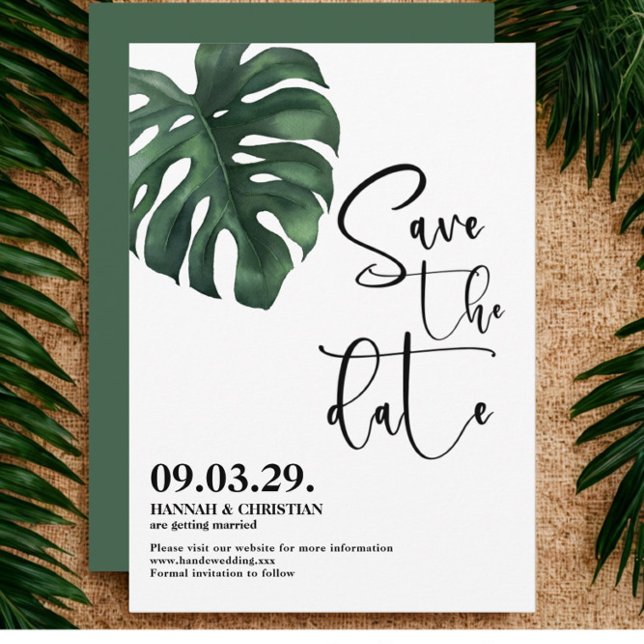 Monstera Tropical Palm Leaf  Save the date (Creator Uploaded)
