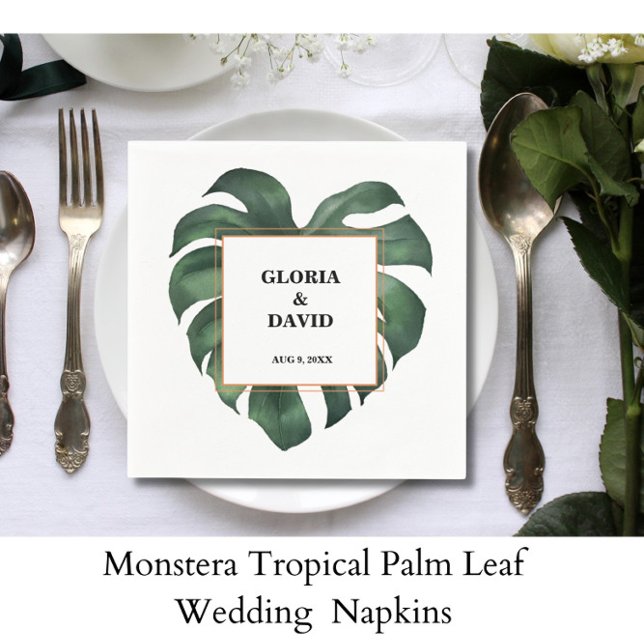 Monstera Tropical Palm Leaf  Wedding  Napkins (Creator Uploaded)