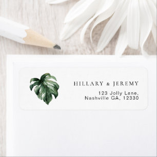Monstera Tropical Wedding Return Address 