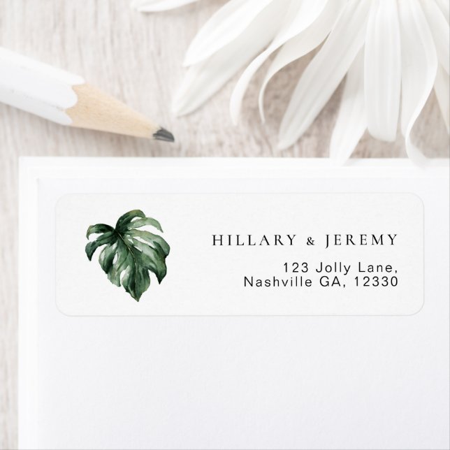 Monstera Tropical Wedding Return Address  (Insitu)