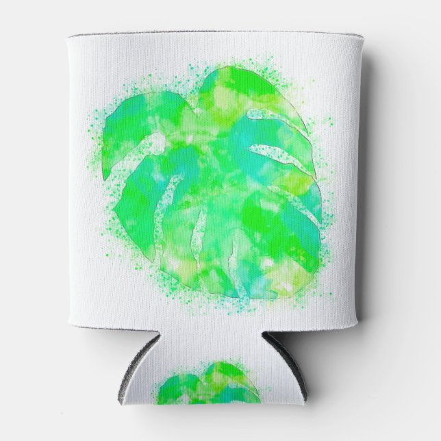 Monstera Watercolor Can Cooler (Front)