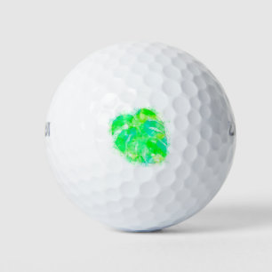 Monstera Watercolor Golf Balls
