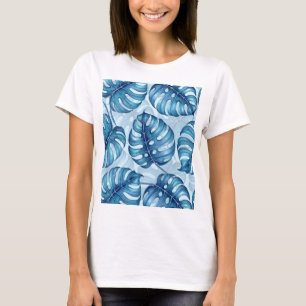 Monstera watercolor pattern blue T-Shirt