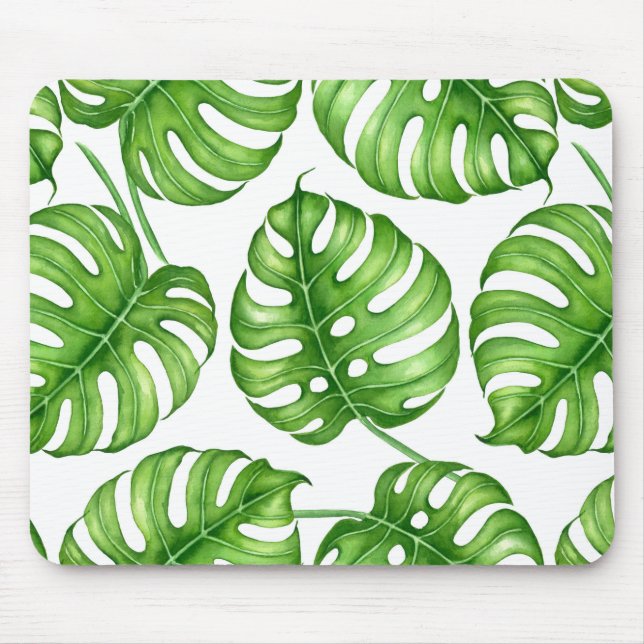 Monstera watercolor pattern mouse mat (Front)