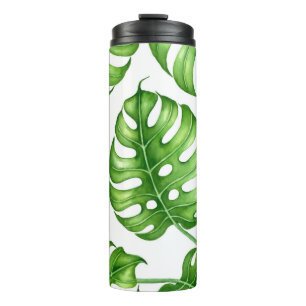 Monstera watercolor pattern thermal tumbler