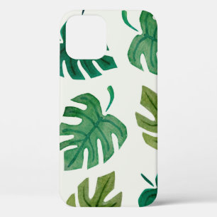 Monstera watercolor texture hand drawn seamless gr iPhone 12 case