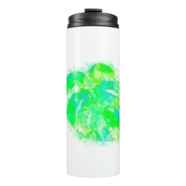 Monstera Watercolor Thermal Tumbler (Front)
