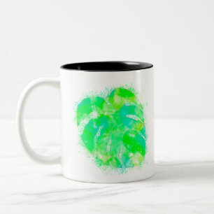 Monstera Watercolor Two-Tone Coffee Mug