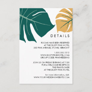 Monstera Yellow   Tropical  Wedding Guest Details Enclosure Card