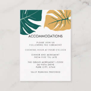 Monstera Yellow   Wedding Hotel Accommodation Enclosure Card