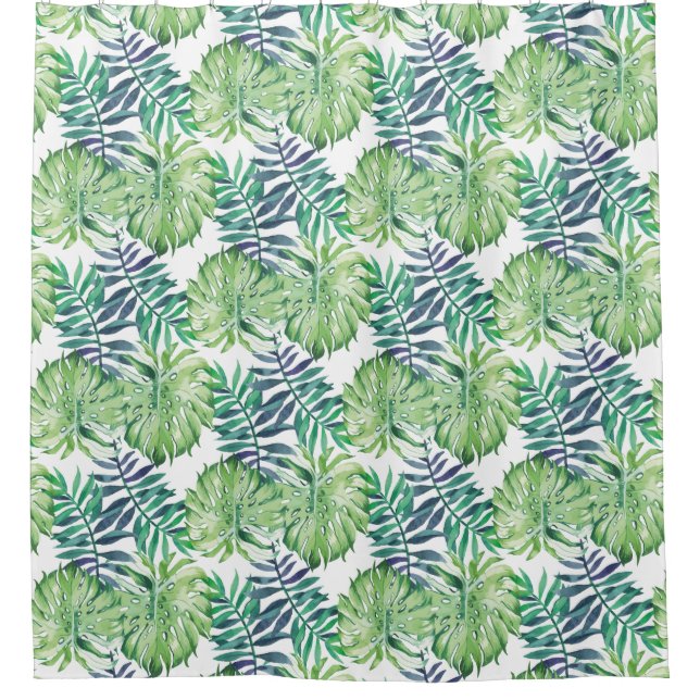 Monsterra Deliciosa Hawaiian Tropical Island Plant Shower Curtain (Front)