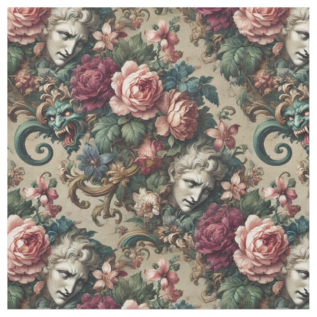 Monsters Amongst Men – Gothic Classic Tile Fabric (Close Up)