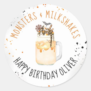 Monsters and Milkshakes Halloween Birthday Party Classic Round Sticker