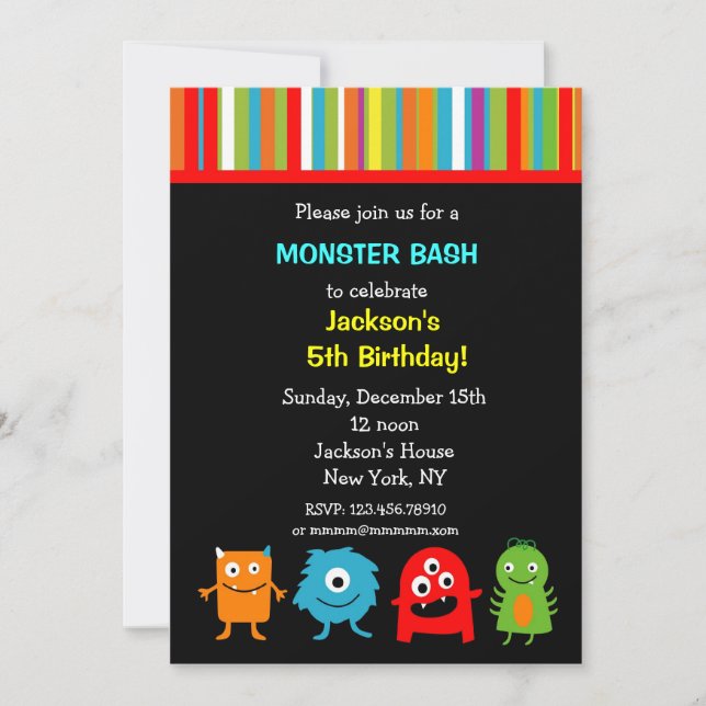 Monsters Birthday Invitations (Front)