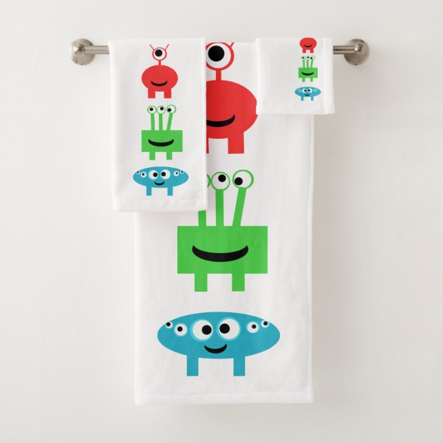Monsters Boys Fun Cute Funny Bath Towel Set (Insitu)