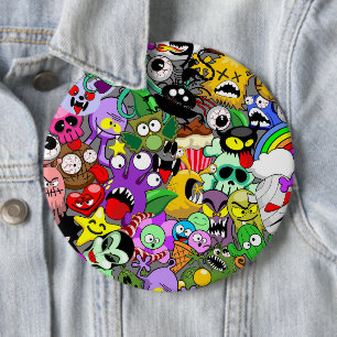 Monsters Cute Characters Halloween Pattern 6 Cm Round Badge
