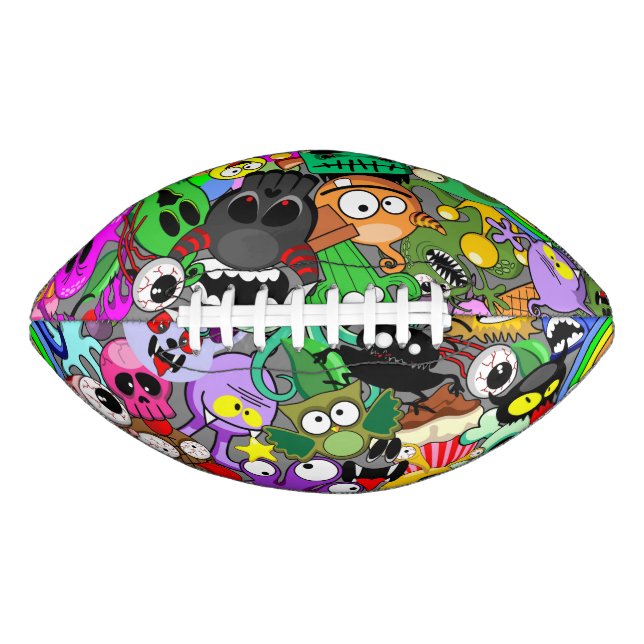 Monsters Cute Characters Halloween Pattern  American Football (Front)