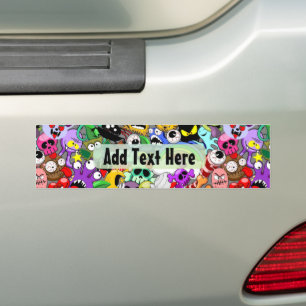 Monsters Cute Characters Halloween Pattern  Bumper Sticker