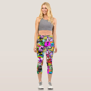 Monsters Cute Characters Halloween Pattern Capri Leggings