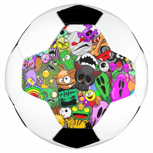 Monsters Cute Characters Halloween Pattern  Football (Front)