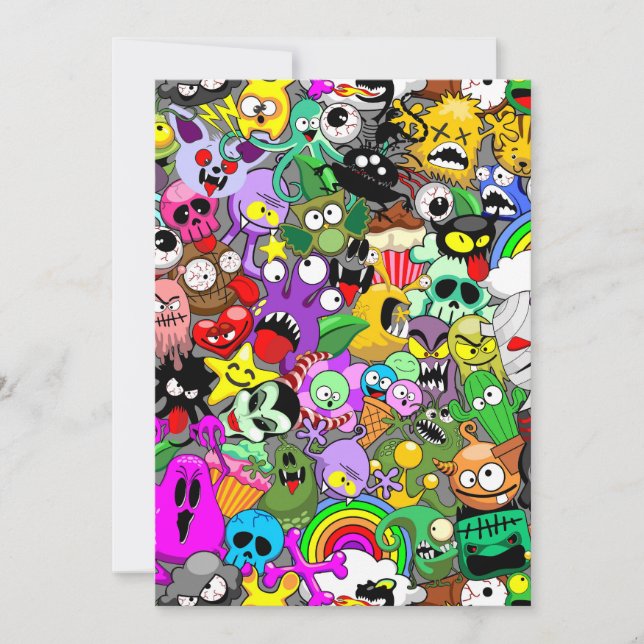 Monsters Cute Characters Halloween Pattern  Invitation (Front)