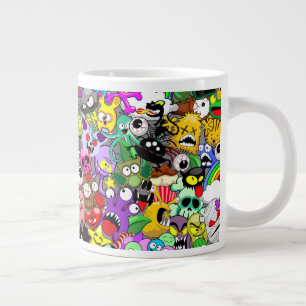 Monsters Cute Characters Halloween Pattern  Large Coffee Mug