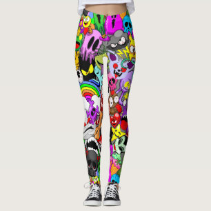 Monsters Cute Characters Halloween Pattern Leggings