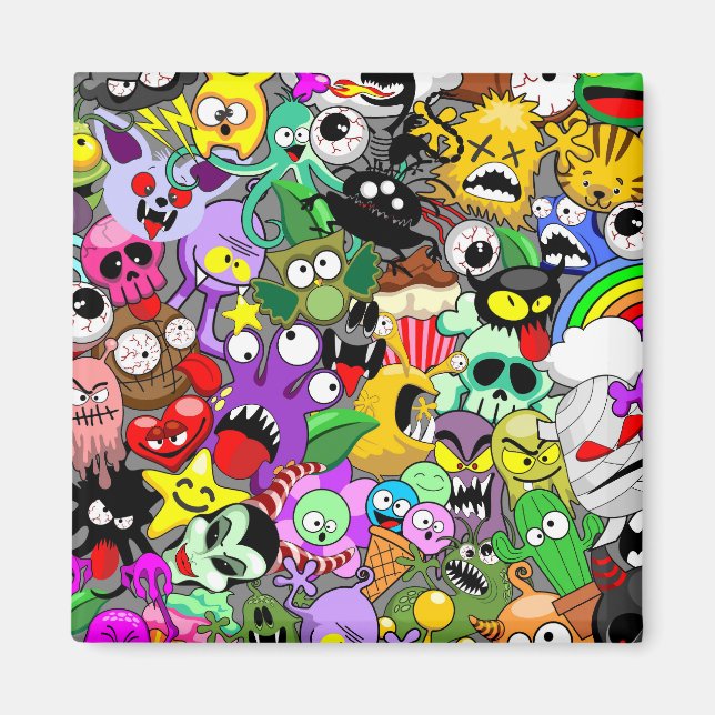 Monsters Cute Characters Halloween Pattern  Magnet (Front)