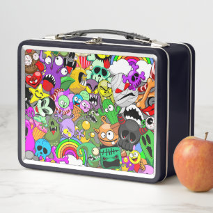 Monsters Cute Characters Halloween Pattern  Metal Lunch Box