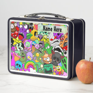 Monsters Cute Characters Halloween Pattern  Metal Lunch Box