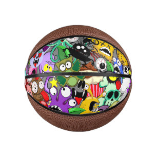 Monsters Cute Characters Halloween Pattern  Mini Basketball