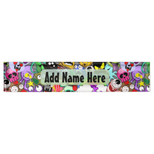 Monsters Cute Characters Halloween Pattern  Nameplate