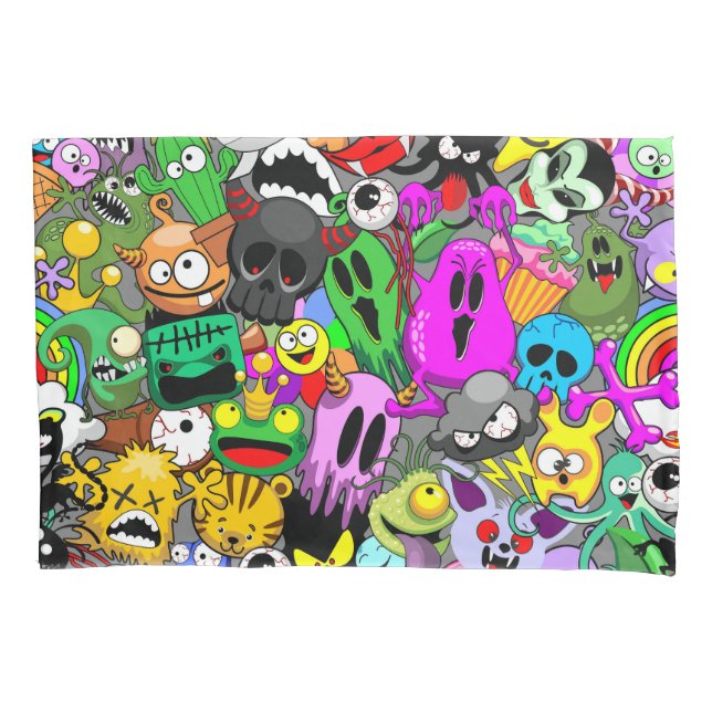 Monsters Cute Characters Halloween Pattern  Pillowcase (Front)