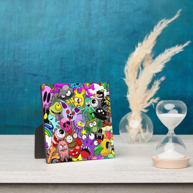 Monsters Cute Characters Halloween Pattern  Plaque (Insitu)