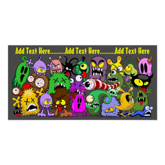 Monsters Cute Characters Halloween Pattern  Poster (Front)