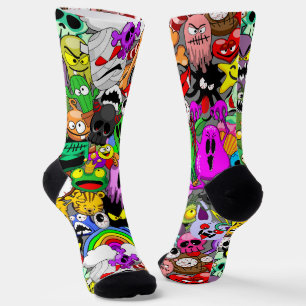 Monsters Cute Characters Halloween Pattern  Socks