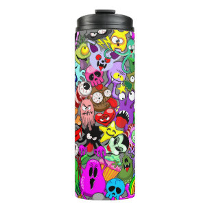 Monsters Cute Characters Halloween Pattern  Thermal Tumbler