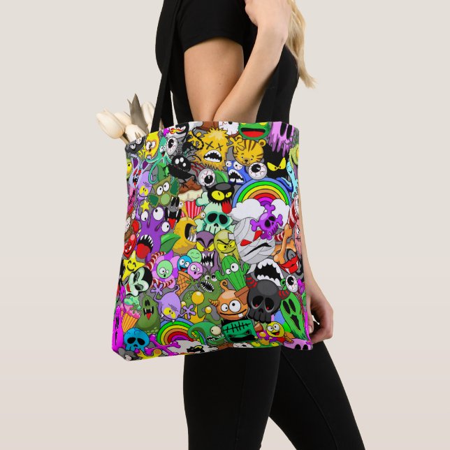 Monsters Cute Characters Halloween Pattern  Tote Bag (Close Up)