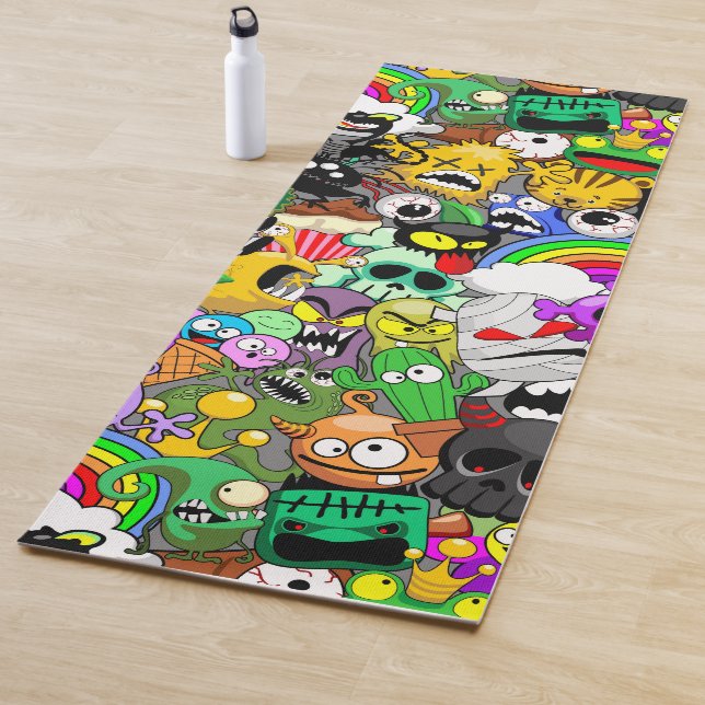 Monsters Cute Characters Halloween Pattern  Yoga Mat (In Situ)