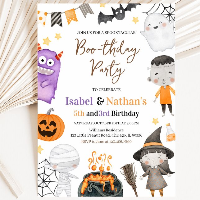 Monsters Halloween Double Birthday Invitation (Creator Uploaded)