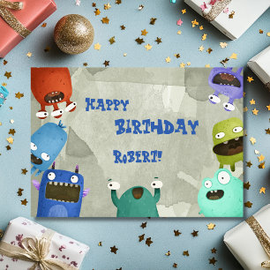 Monsters Happy Birthday kid Greeting Card