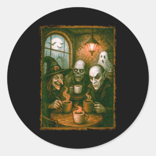 Monsters In Coffee Shop Coffee Lovers Barista Hall Classic Round Sticker