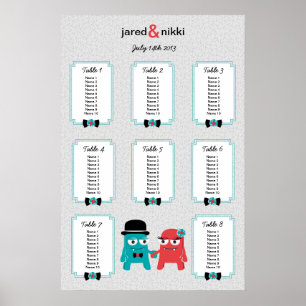 Monsters in Love Wedding Table Plan Poster