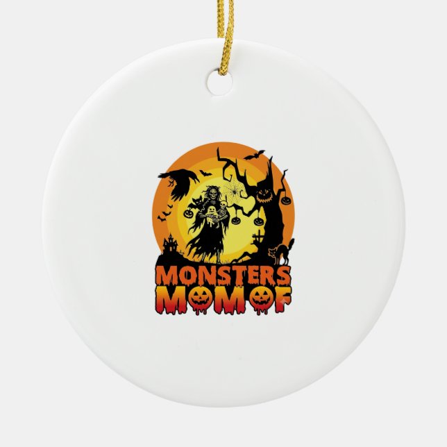 Monsters Mum Halloween Monster Ghost Skeleton Spoo Ceramic Tree Decoration (Front)