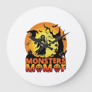 Monsters Mum Halloween Monster Ghost Skeleton Spoo Large Clock