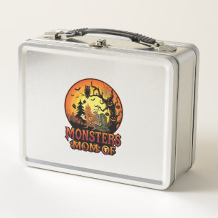 Monsters Mum Halloween Skeleton Pumpkin Owl Spooky Metal Lunch Box